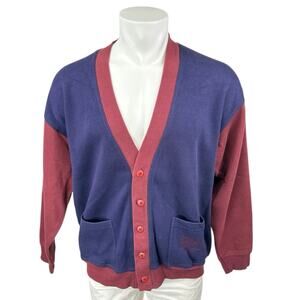 Gap Men's Purple Red Colorblock Long Sleeve Button Down Cardigan Sweater Top M